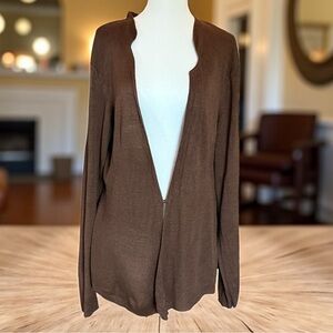 Alfani Chocolate 💯 % Silk Open Front Sweater